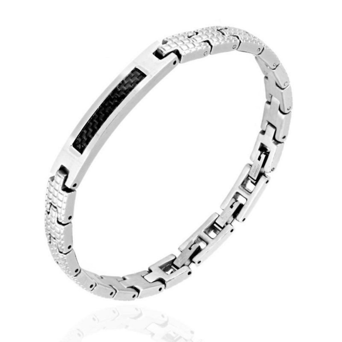 L'ATELIER D'AZUR Bracelet Acier Plaque style Carbone - Homme