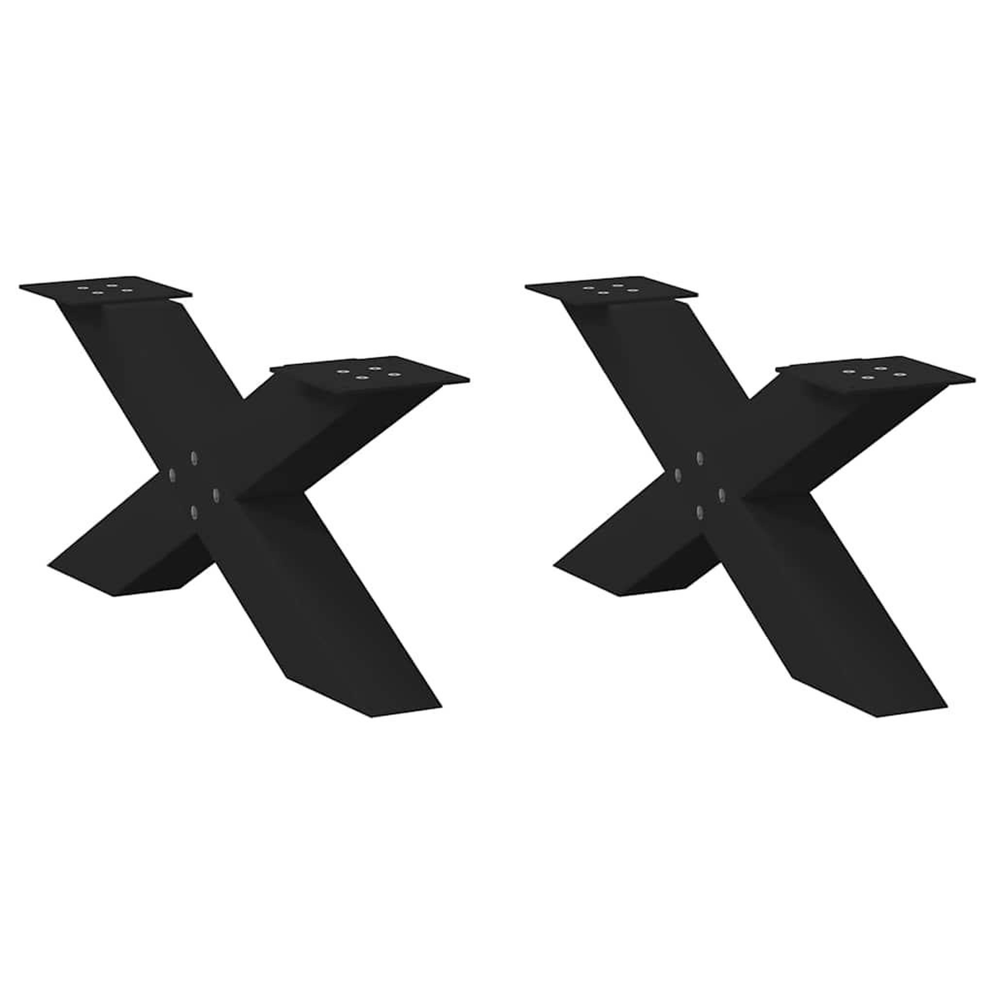 VIDAXL Pieds de table basse forme de X 2 pcs noir 70x(30-31) cm acier