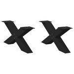 VIDAXL Pieds de table basse forme de X 2 pcs noir 70x(30-31) cm acier