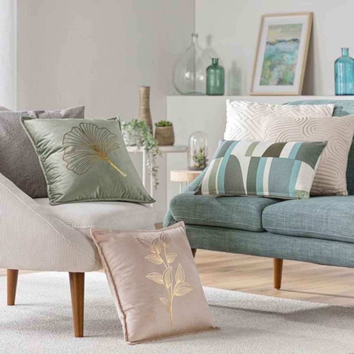 Paris Prix Coussin Déco Chenille  Meriel  45x45cm Gris