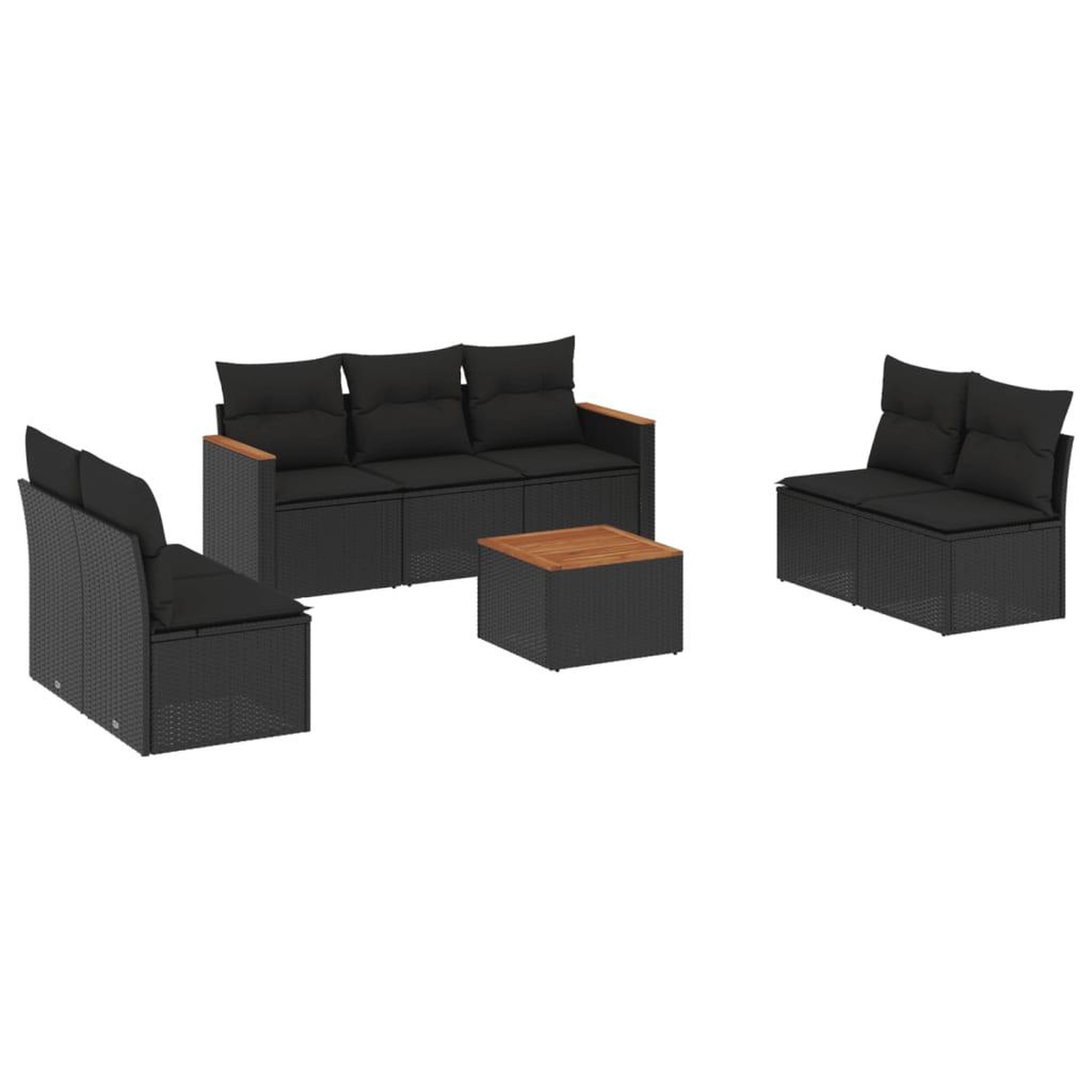 Voir la diapositive 2 : VIDAXL Salon de jardin 8 pcs avec coussins noir resine tressee