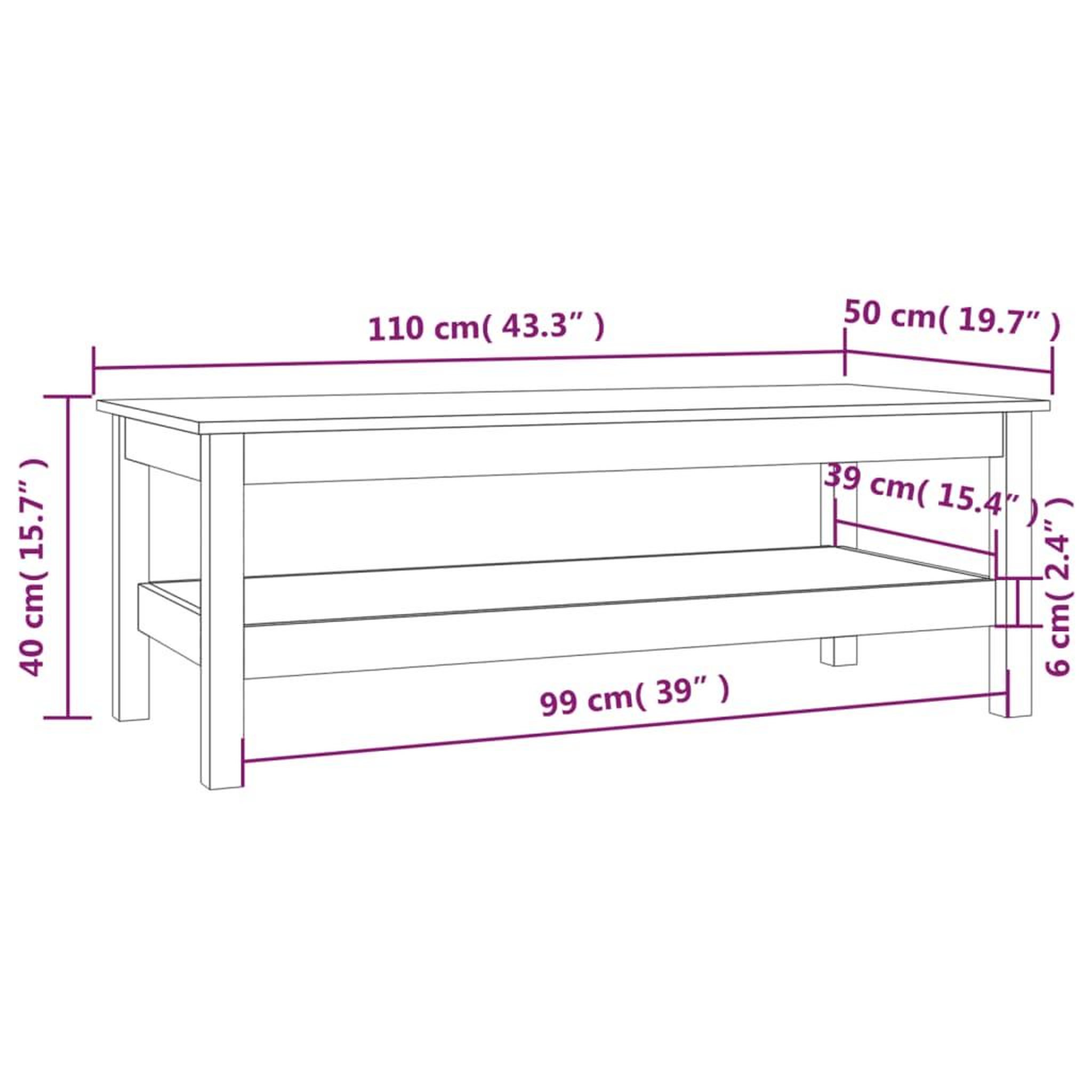 Voir la diapositive 6 : VIDAXL Table basse Marron miel 110x50x40 cm Bois massif de pin