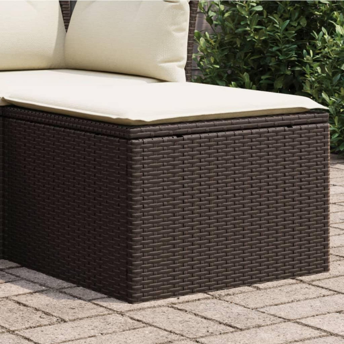 VIDAXL Tabouret de jardin avec coussin brun 55x55x37 cm resine tressee