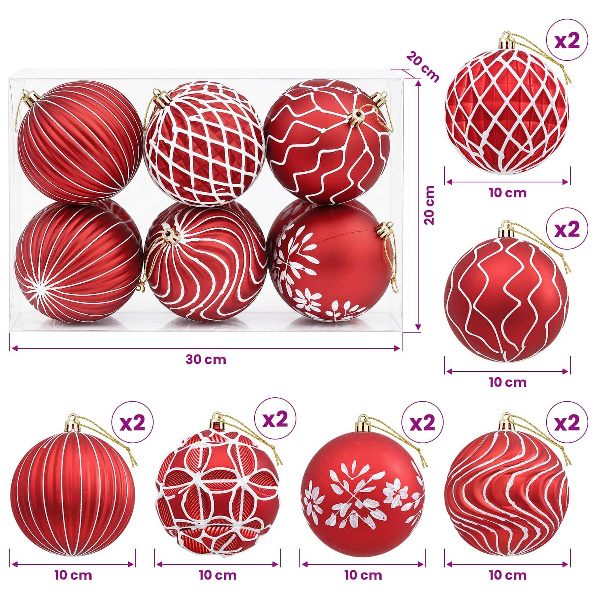 Voir la diapositive 3 : VIDAXL Ensemble de boules de Noël XL 12 pc Rouge et Blanc Diam. 10 cm