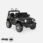 voiture électrique 12v pour enfant - jeep wrangler rubicon 2 roues motrices, 1 place, avec autoradio, télécommande, mp3, port usb / carte sd, prise jack et phares fonctionnels