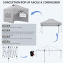 Voir la diapositive 4 : OUTSUNNY Tonnelle barnum pop-up pliant 2,97L x 2,97l x 2,84H m sac transport inclus gris