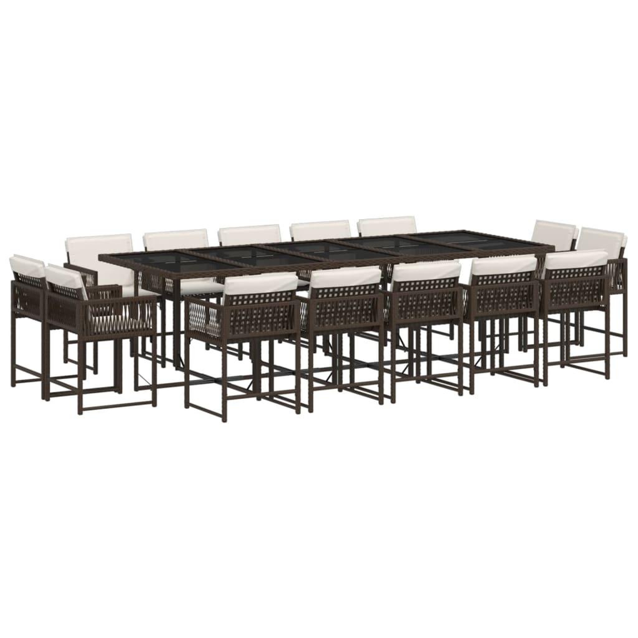 Voir la diapositive 2 : VIDAXL Ensemble a manger de jardin avec coussins 15 pcs marron rotin