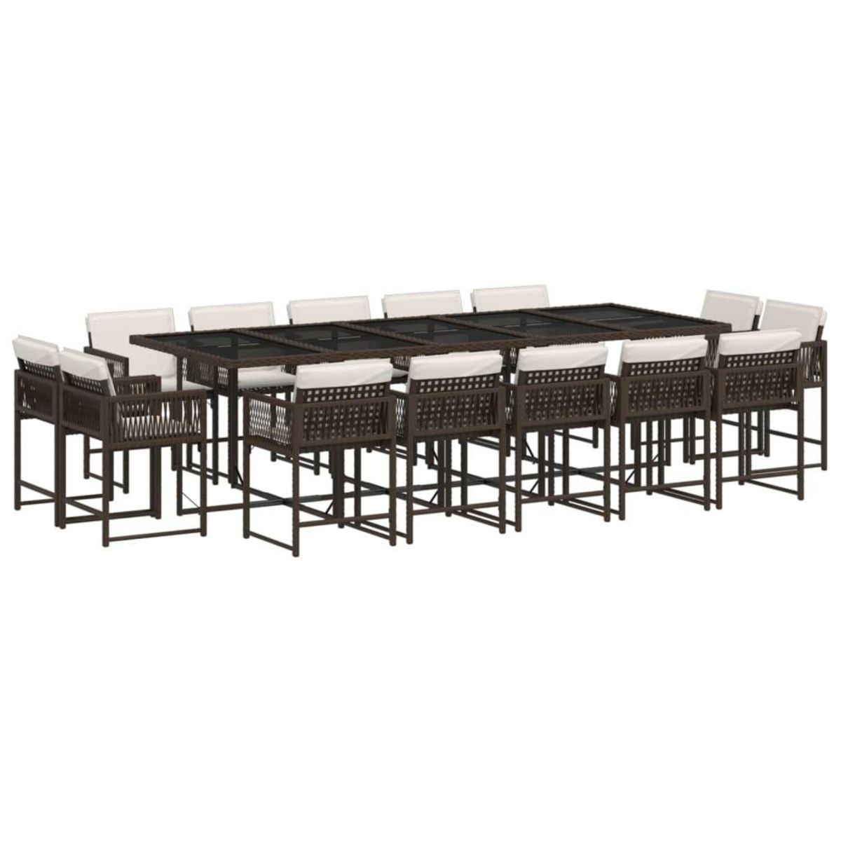 VIDAXL Ensemble a manger de jardin avec coussins 15 pcs marron rotin