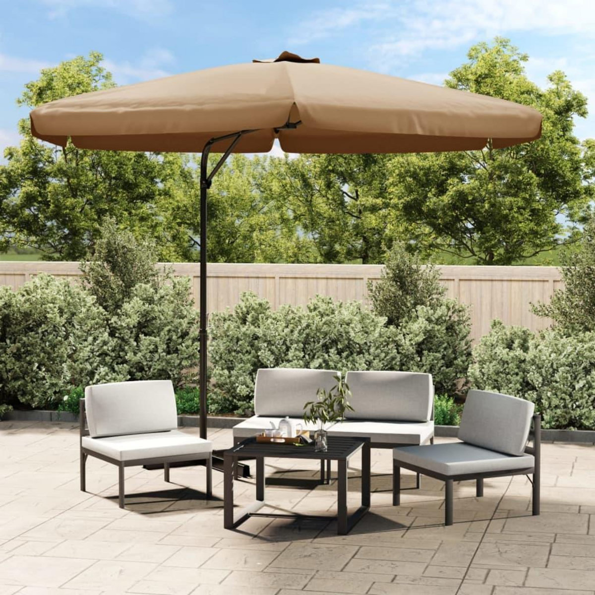VIDAXL Parasol de jardin avec mat en acier 300 cm Taupe