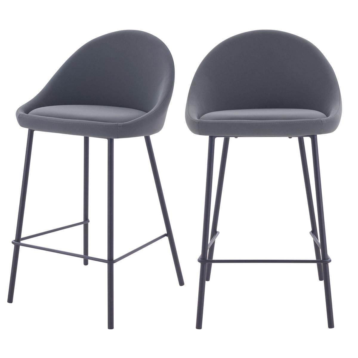 Rendez vous déco Lot de 2 chaises pour îlot central 65 cm en cuir synthétique cannelle - Misty