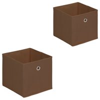 Lot de 2 boites en tissu noir ela boîte de rangement ouverte avec poignée  dim 27 x 27 x 27 cm, pour linge jouets vêtements - Conforama