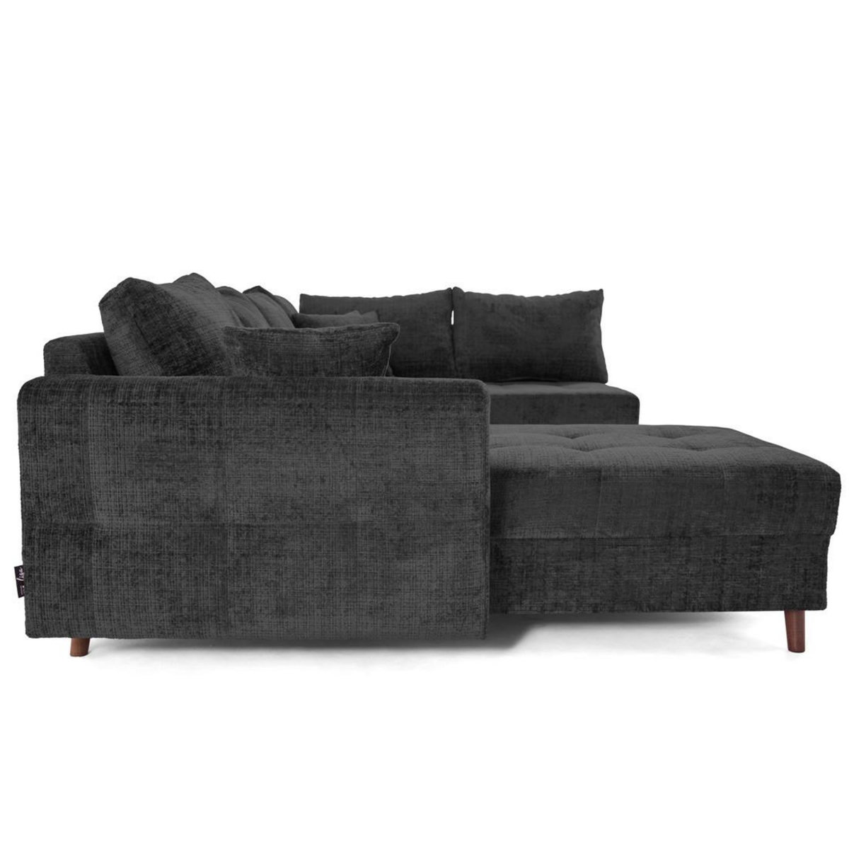 LISA DESIGN Rune - canapé panoramique d'angle droit 7 places en velours texturé