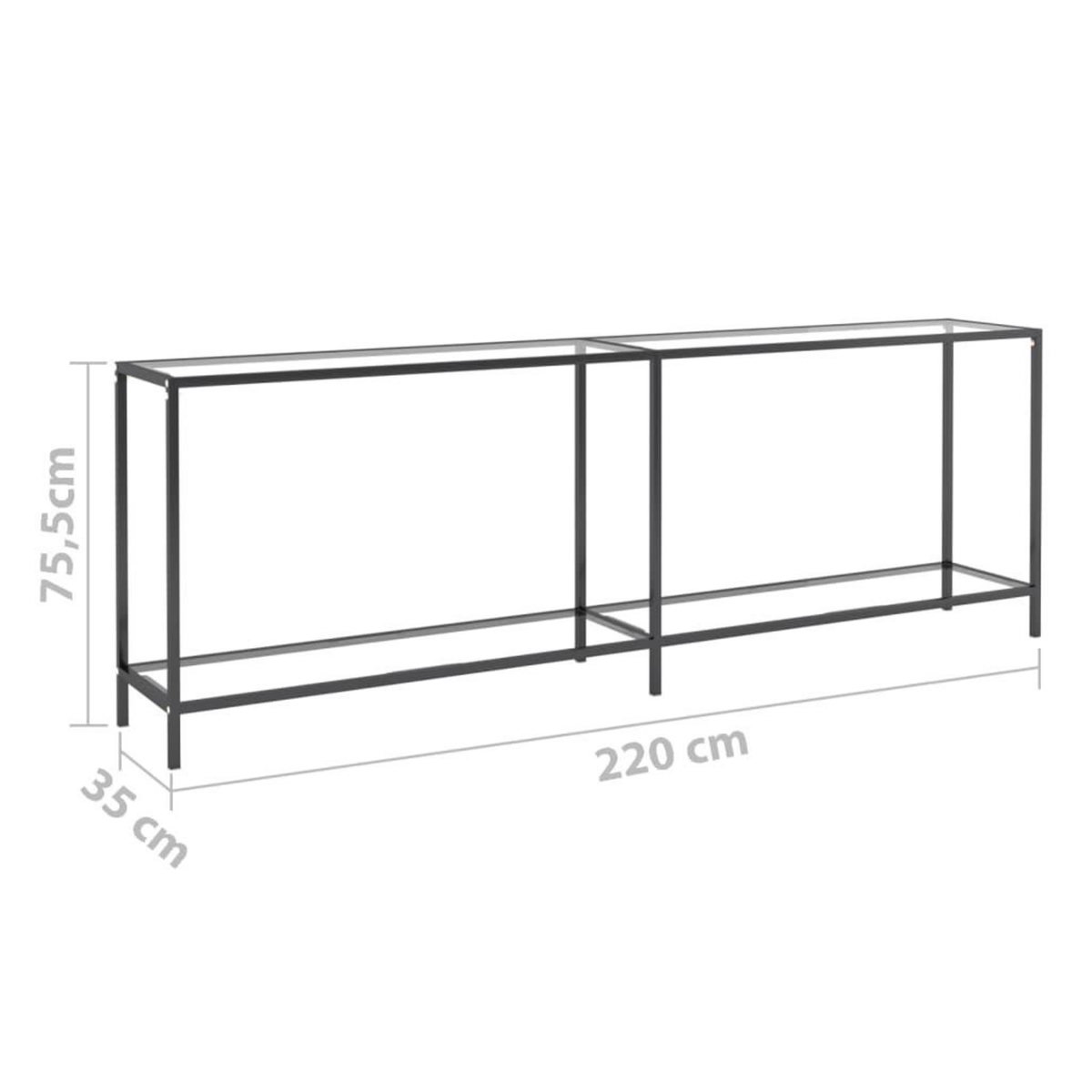 VIDAXL Table console Transparent 220x35x75,5 cm Verre trempe