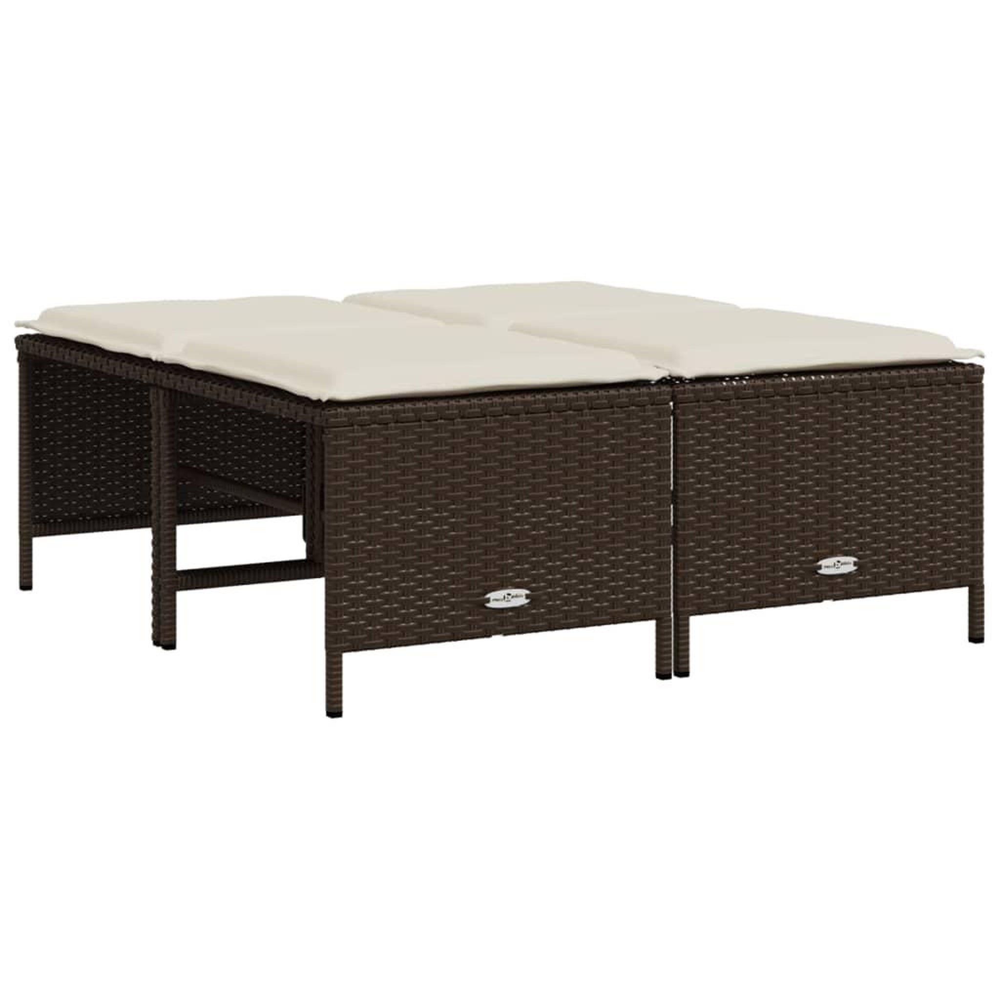 Voir la diapositive 4 : VIDAXL Salon de jardin avec coussins 5 pcs marron resine tressee