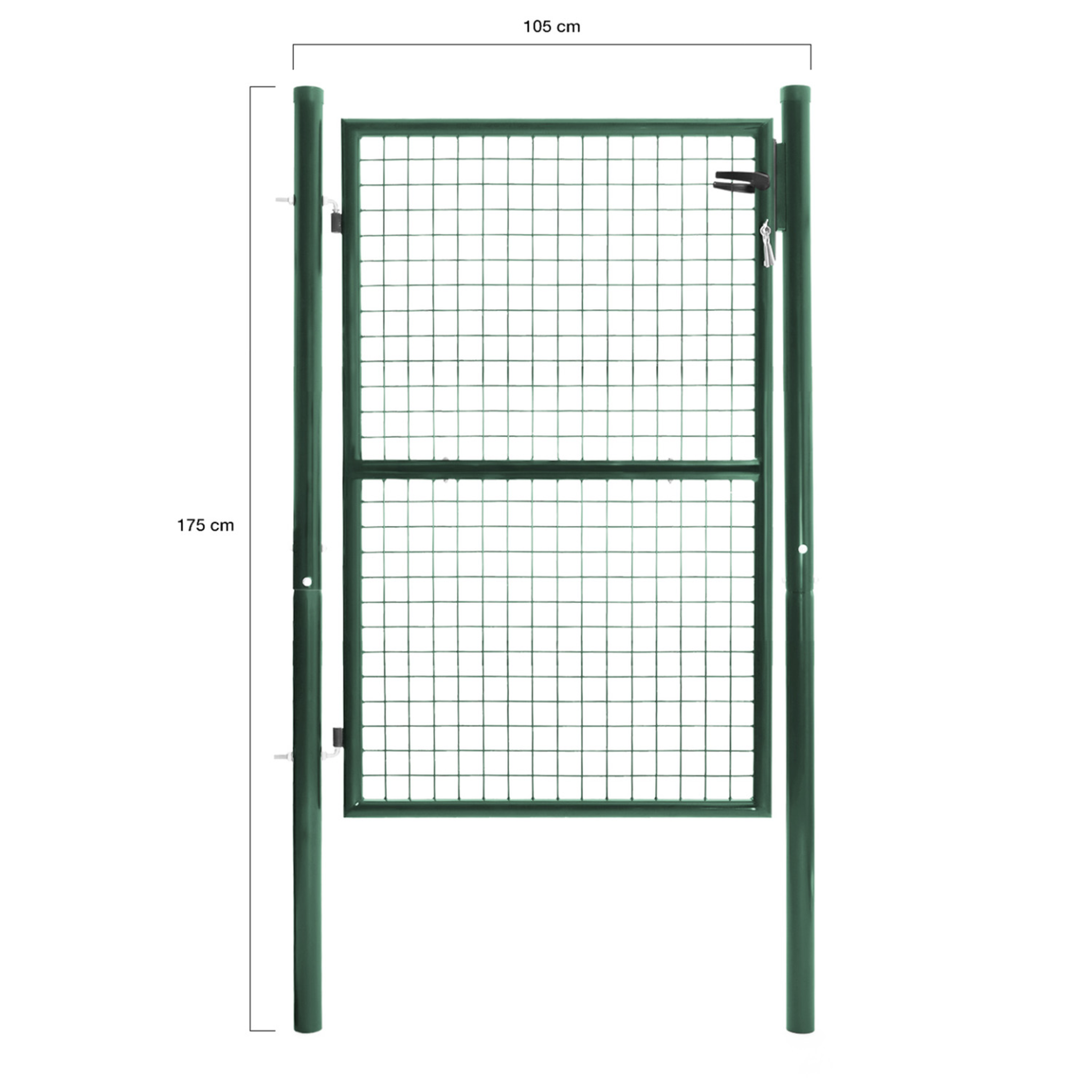 Voir la diapositive 4 : ID MARKET Portillon de jardin 105 x 125 cm en acier vert avec serrure et poignée