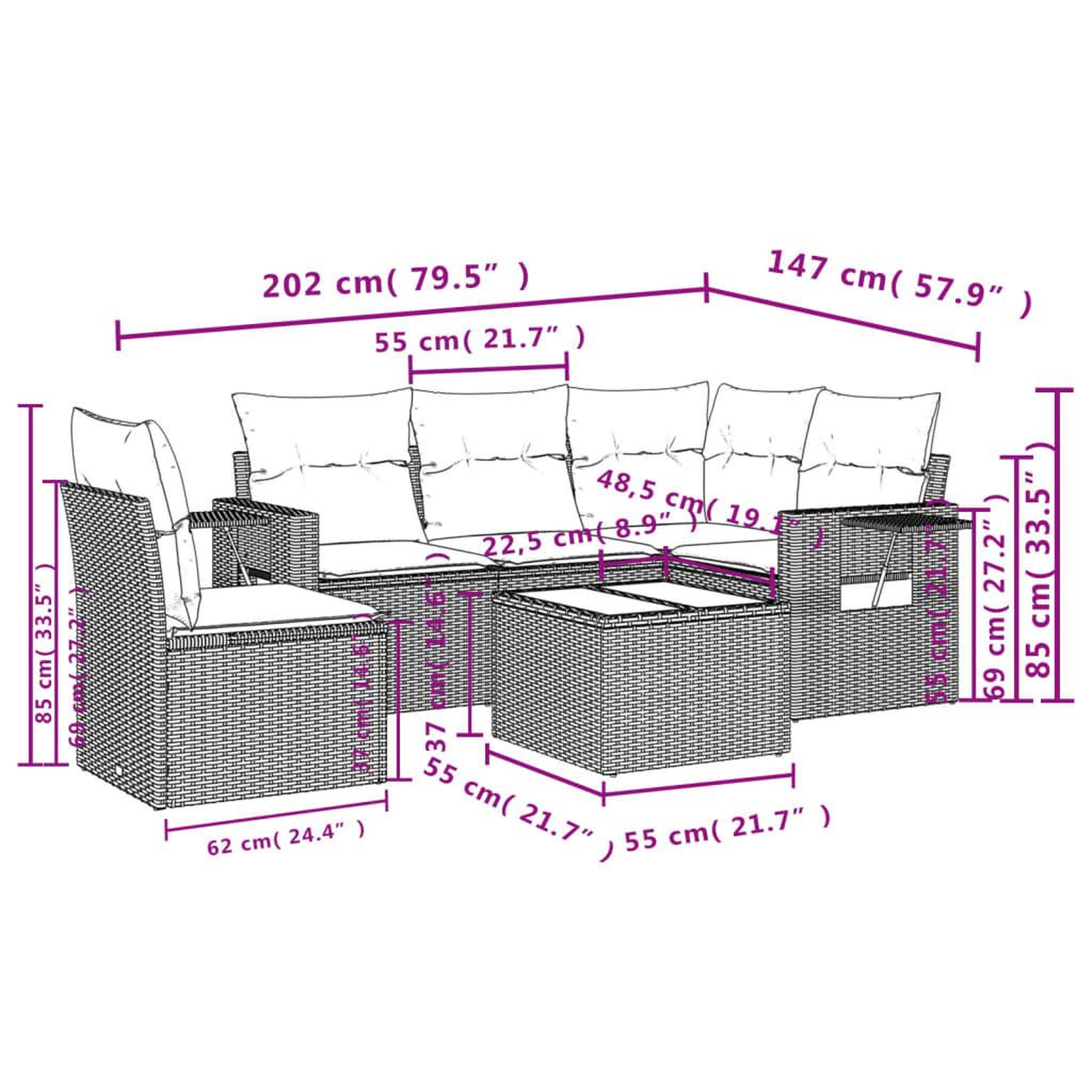 Voir la diapositive 4 : VIDAXL Salon de jardin avec coussins 6 pcs beige resine tressee