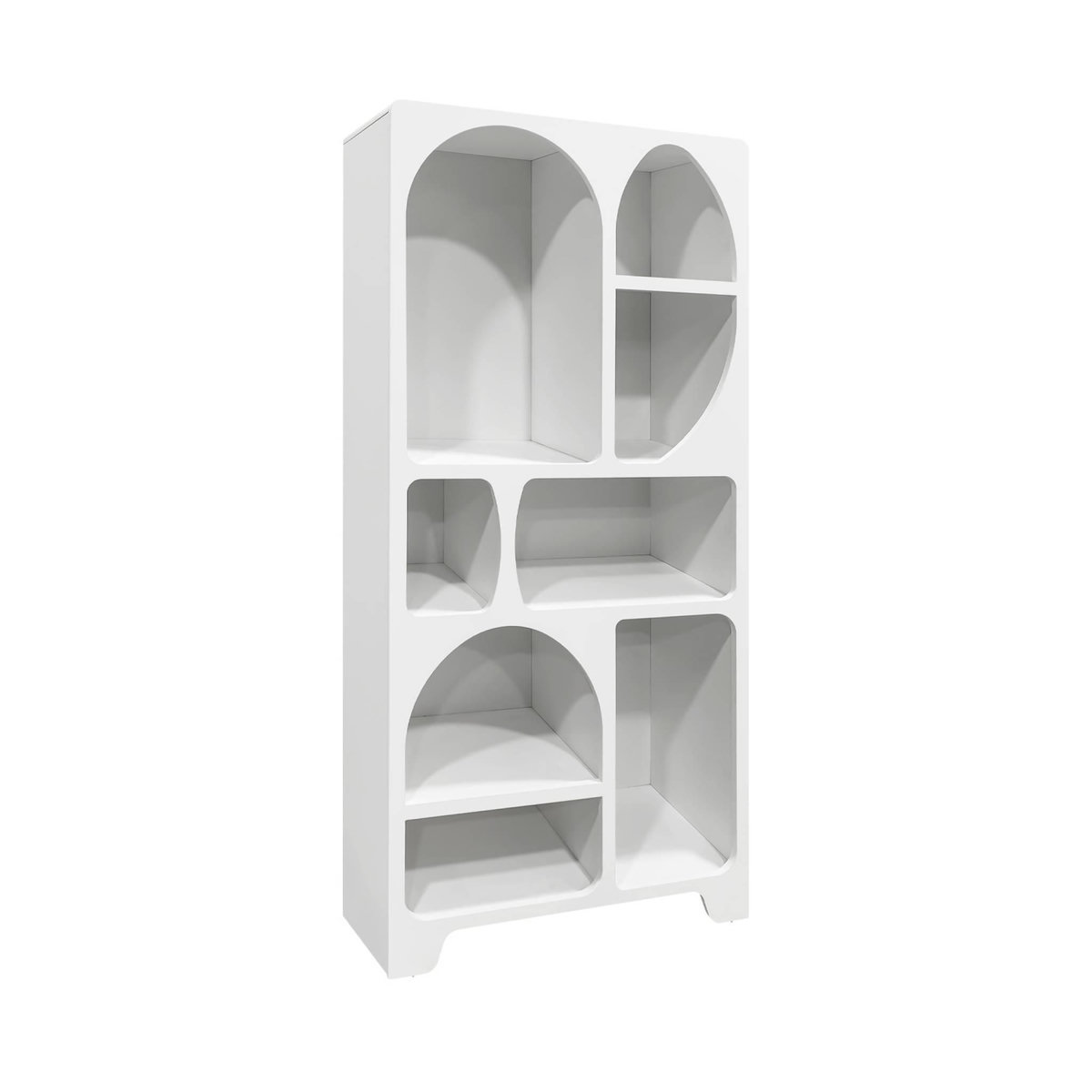 SWEEEK Etagère bibliothèque organique effet bois blanc plusieurs niches 8 compartiments