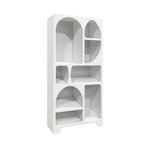 SWEEEK Etagère bibliothèque organique effet bois blanc plusieurs niches 8 compartiments