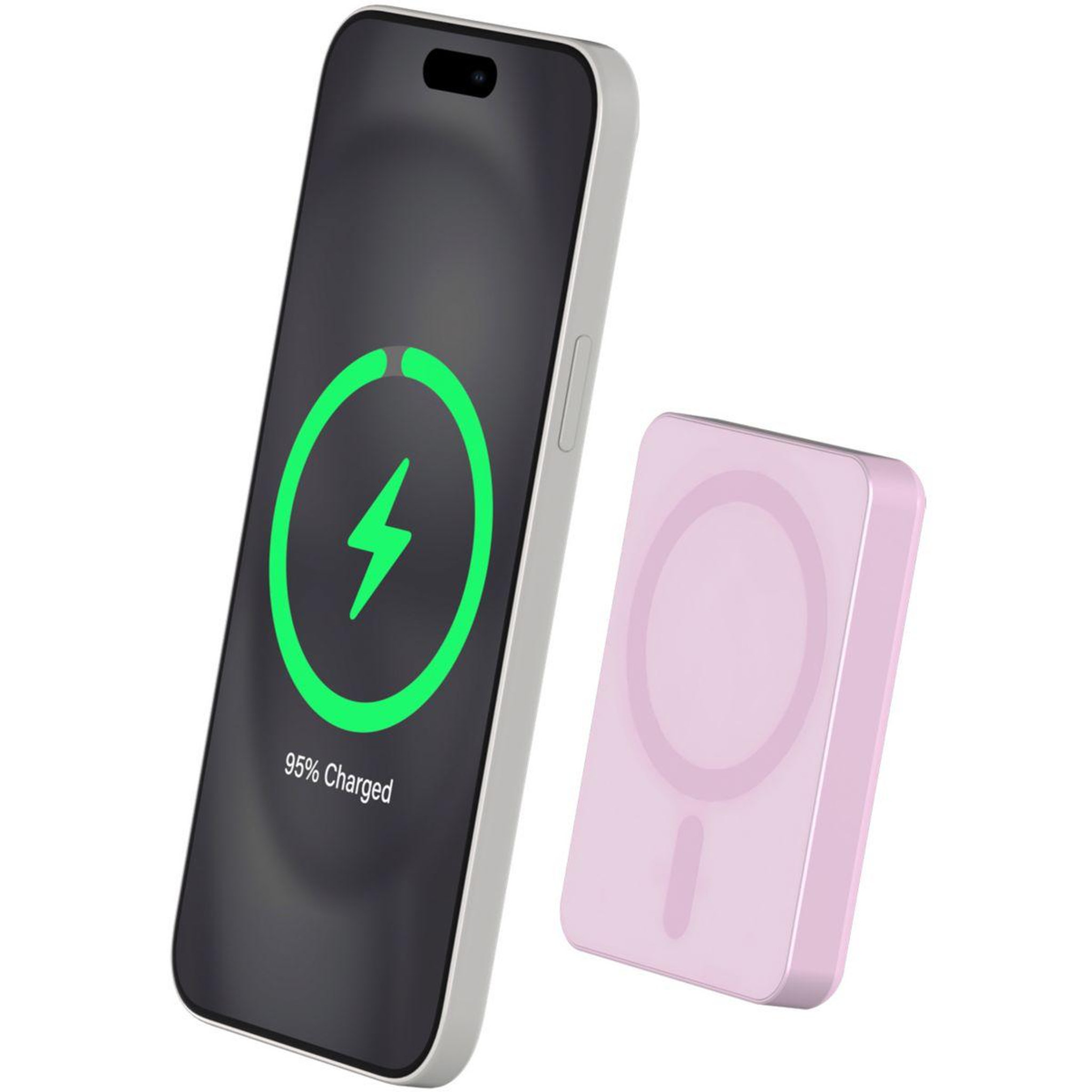 Voir la diapositive 3 : FORCE POWER Batterie externe 5000mah magsafe usb-c 15w rose