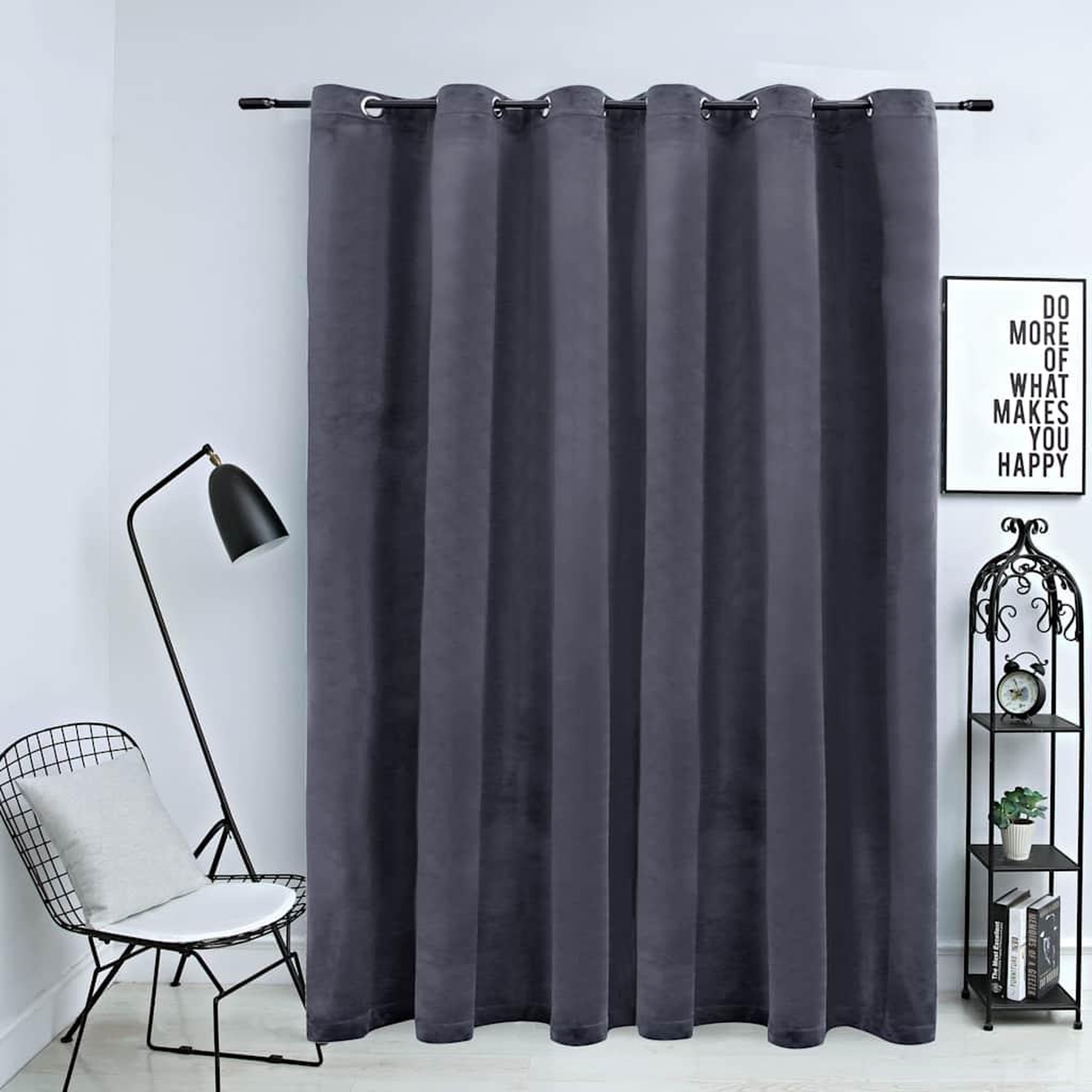 VIDAXL Rideau occultant et anneaux metal Velours Anthracite 290x245 cm
