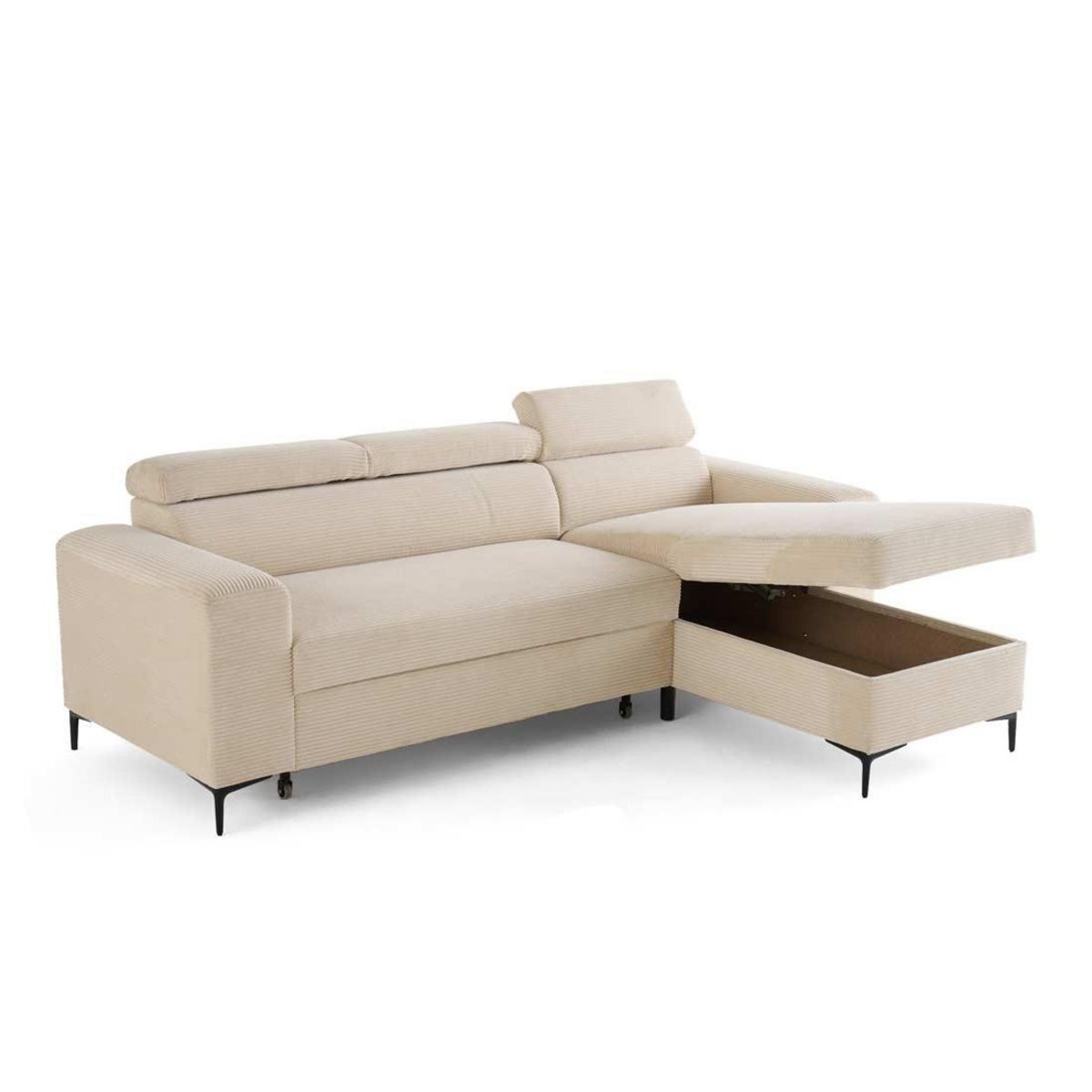 LISA DESIGN Ceylan - canapé d'angle réversible - convertible avec coffre et têtières - 4 places - en velours côtelé