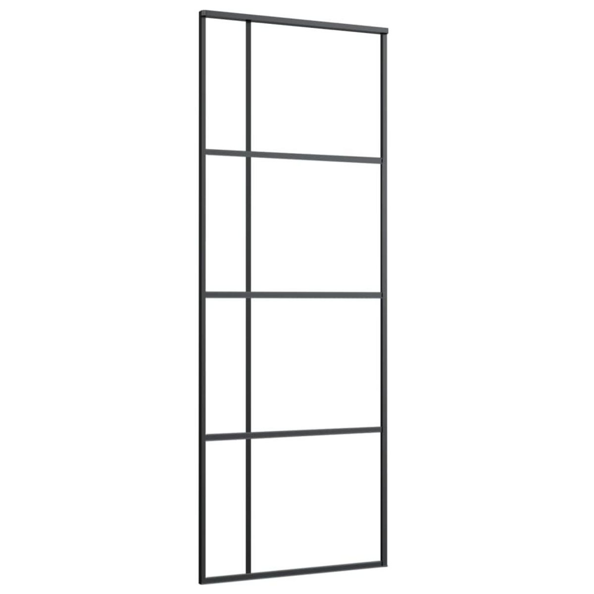 VIDAXL Porte coulissante Verre ESG depoli et aluminium 76x205 cm Noir