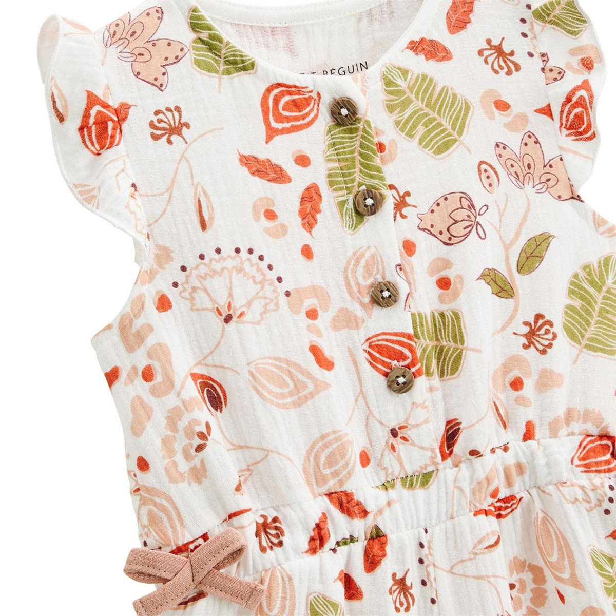 Petit Béguin Combishort bébé + chapeau en gaze de coton Mindanao