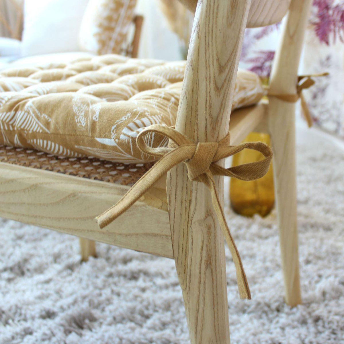 Paris Prix Galette de Chaise Piquée  Hévéa  38x38cm Miel