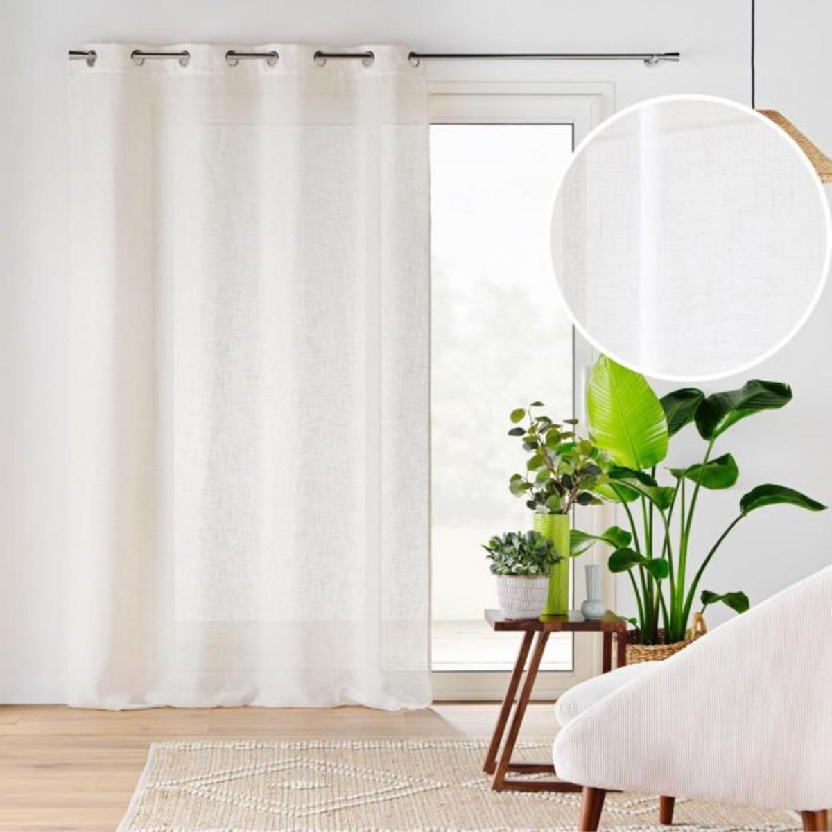 Paris Prix Rideau Voilage à Œillets  Cloris  140x280cm Naturel