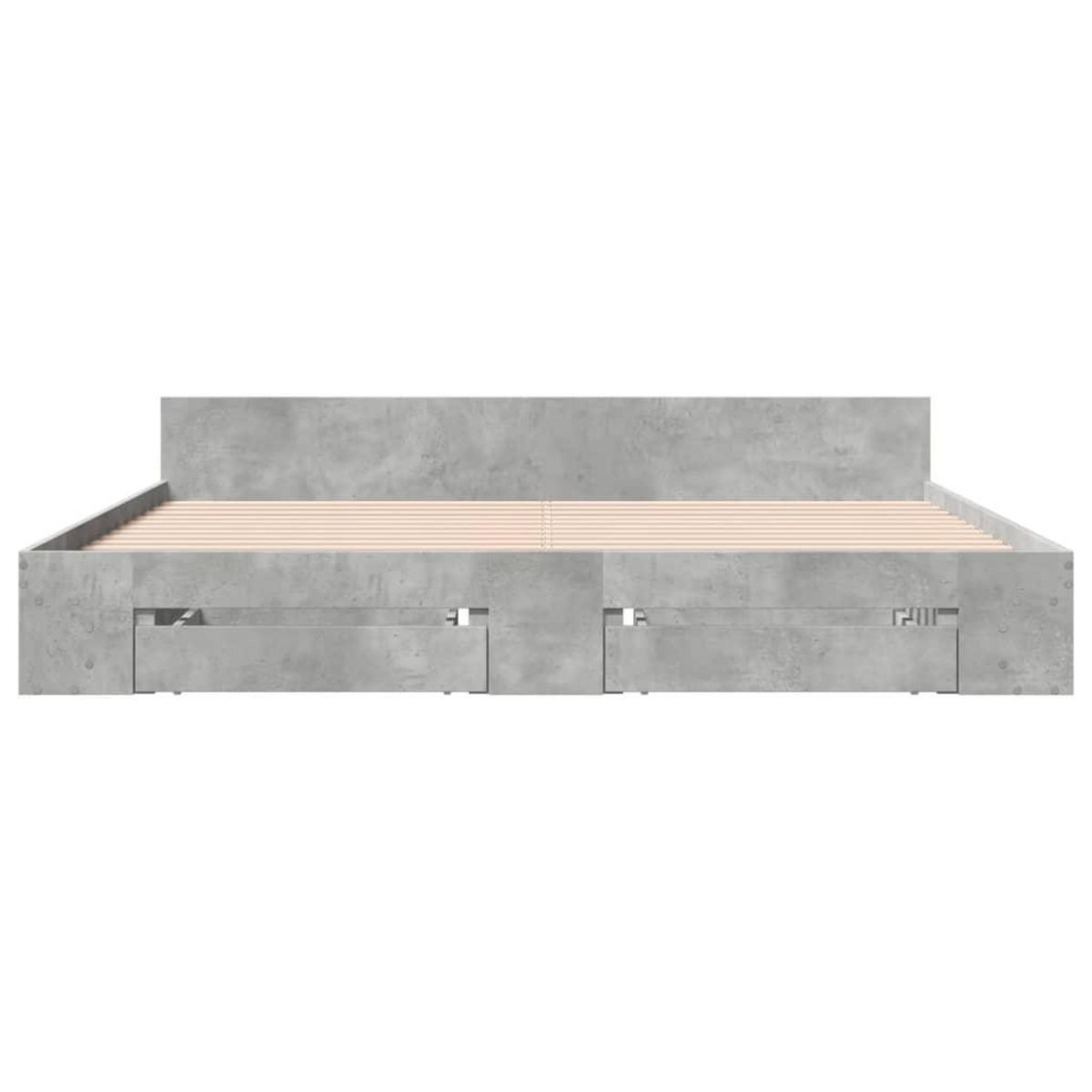 VIDAXL Cadre de lit avec tiroirs sans matelas gris beton 200x200 cm