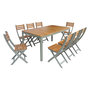 Voir la diapositive 1 : SWEEEK Table de jardin acacia avec coins arrondis, 8 chaises, 160 x 90 x 75 cm