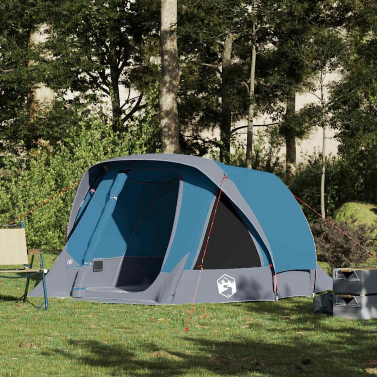 VIDAXL Tente de camping de cabine 4 personnes bleu imperméable
