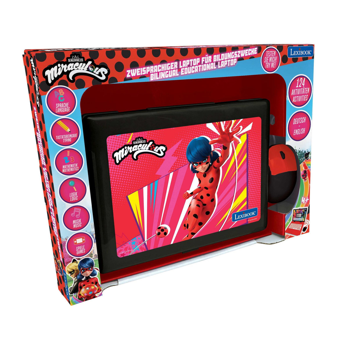 Lexibook Ordinateur portable éducatif bilingue Miraculous (EN/DE)