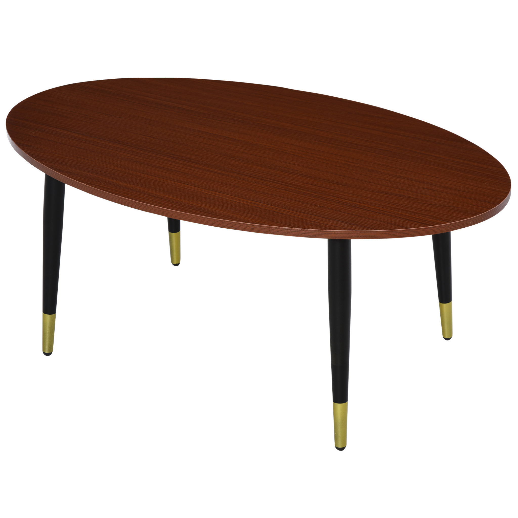 Voir la diapositive 4 : HOMCOM Table basse table d'appoint ovale multifonctionnelle dim. 100 x 60 x 42 cm aspect teck foncé