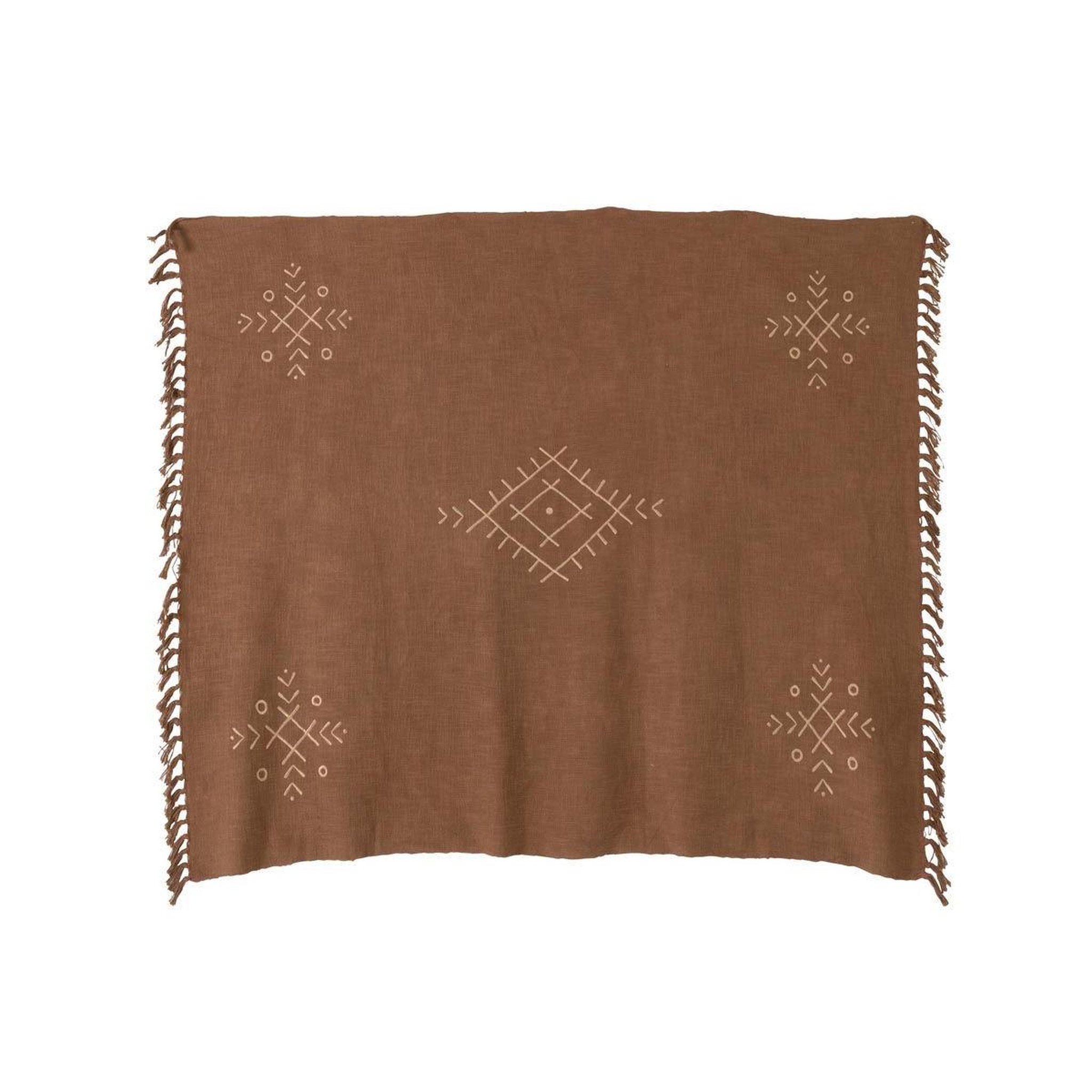 Voir la diapositive 4 : J-LINE Plaid design ethnique  camel  130x170cm marron