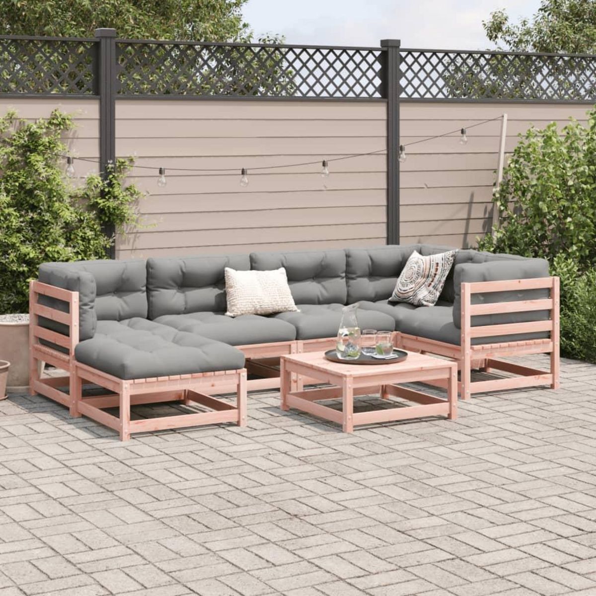 VIDAXL Salon de jardin 7 pcs bois massif sapin de douglas
