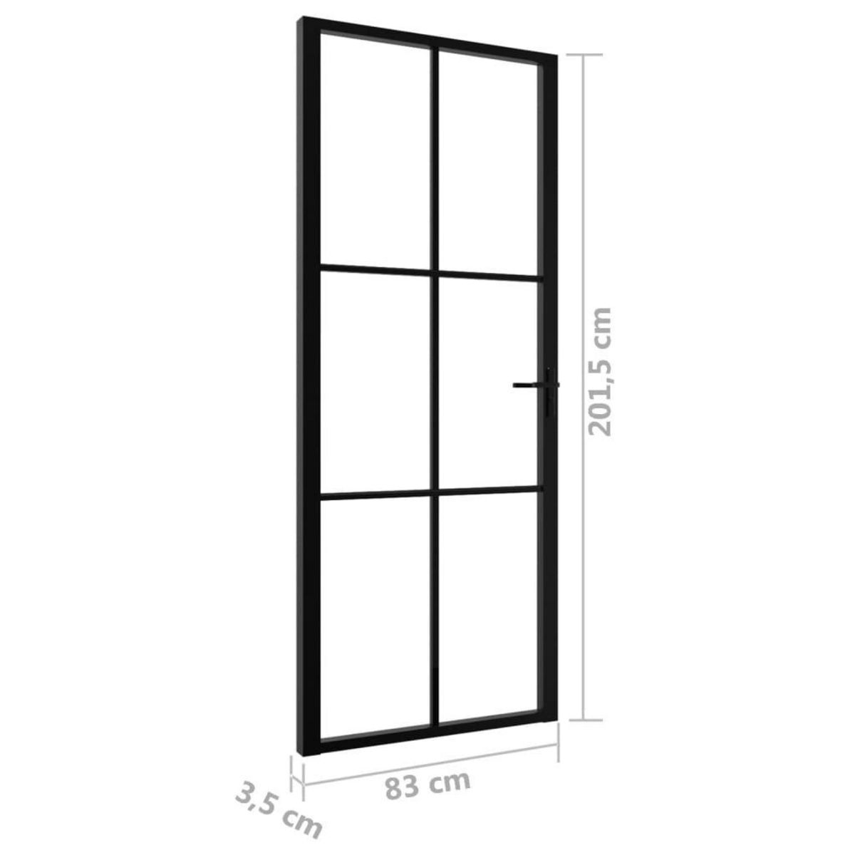 VIDAXL Porte interieure Verre ESG et aluminium 83x201,5 cm Noir