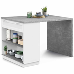 ID MARKET Ilot central mange debout 4 personnes VITO 130 cm blanc et plateau effet béton