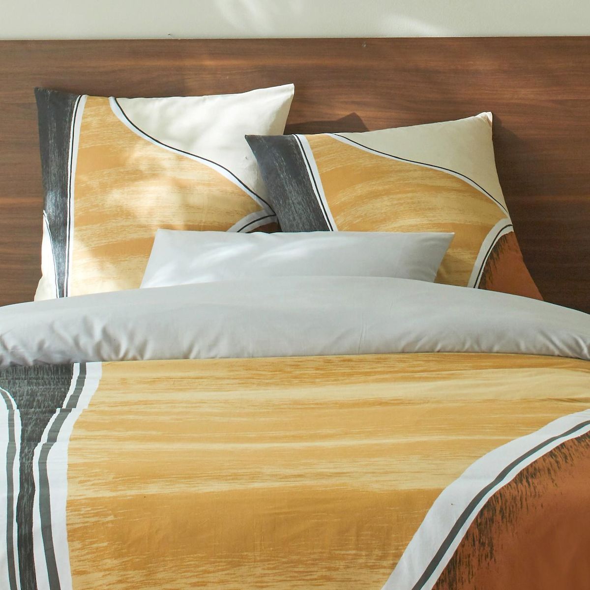 Home collection Parure housse de couette 100% coton 57 fils cross gris perle