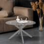 Voir la diapositive 2 : ID MARKET Table basse ronde ALIX pied araignée 70 cm plateau verre pied acier effet chromé