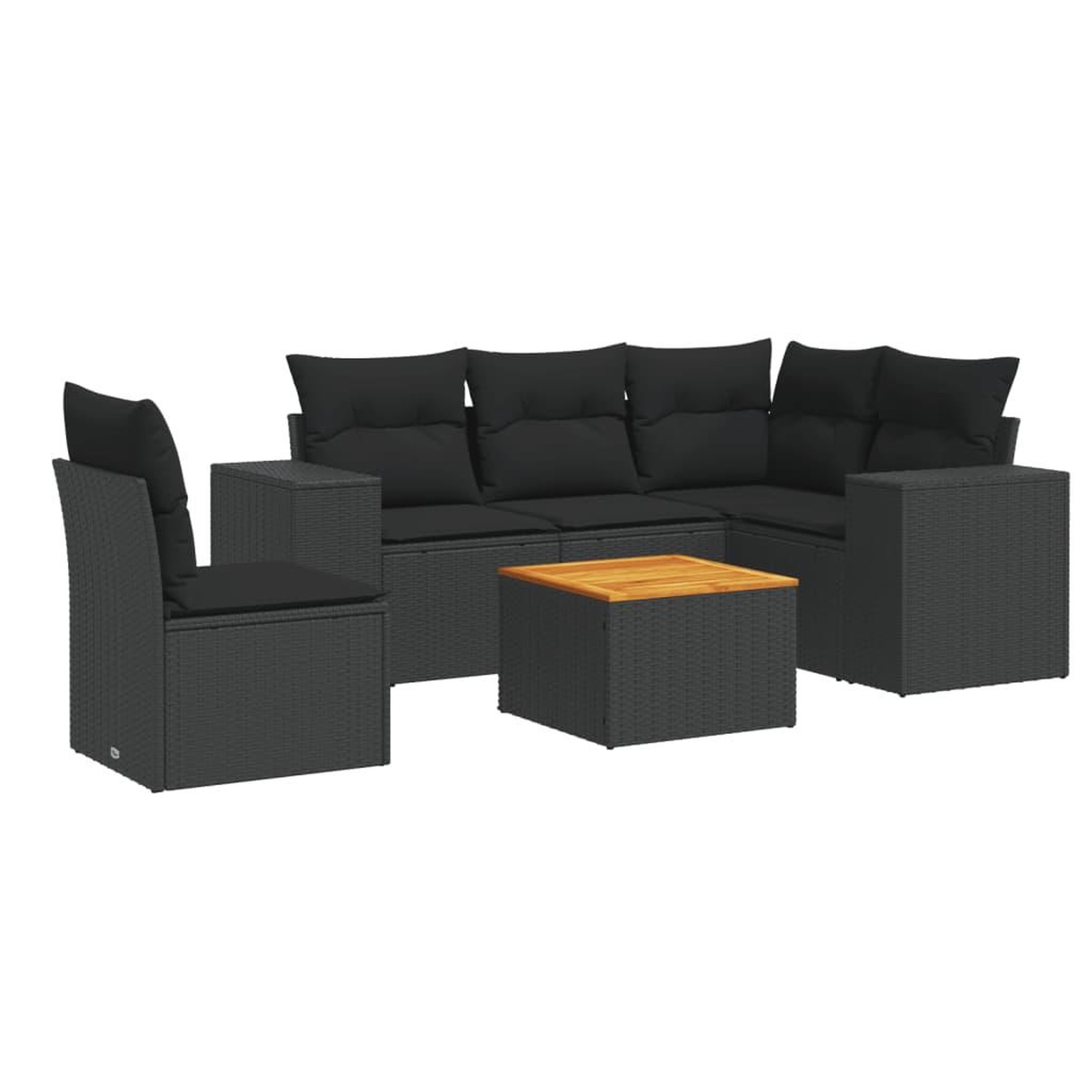 Voir la diapositive 2 : VIDAXL Salon de jardin 6 pcs avec coussins noir resine tressee