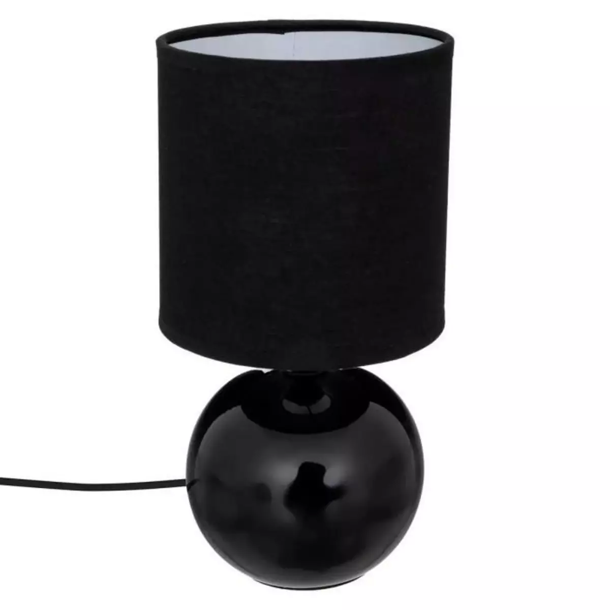 ATMOSPHERA Lampe à Poser Céramique  Boule  25cm Noir Brillant