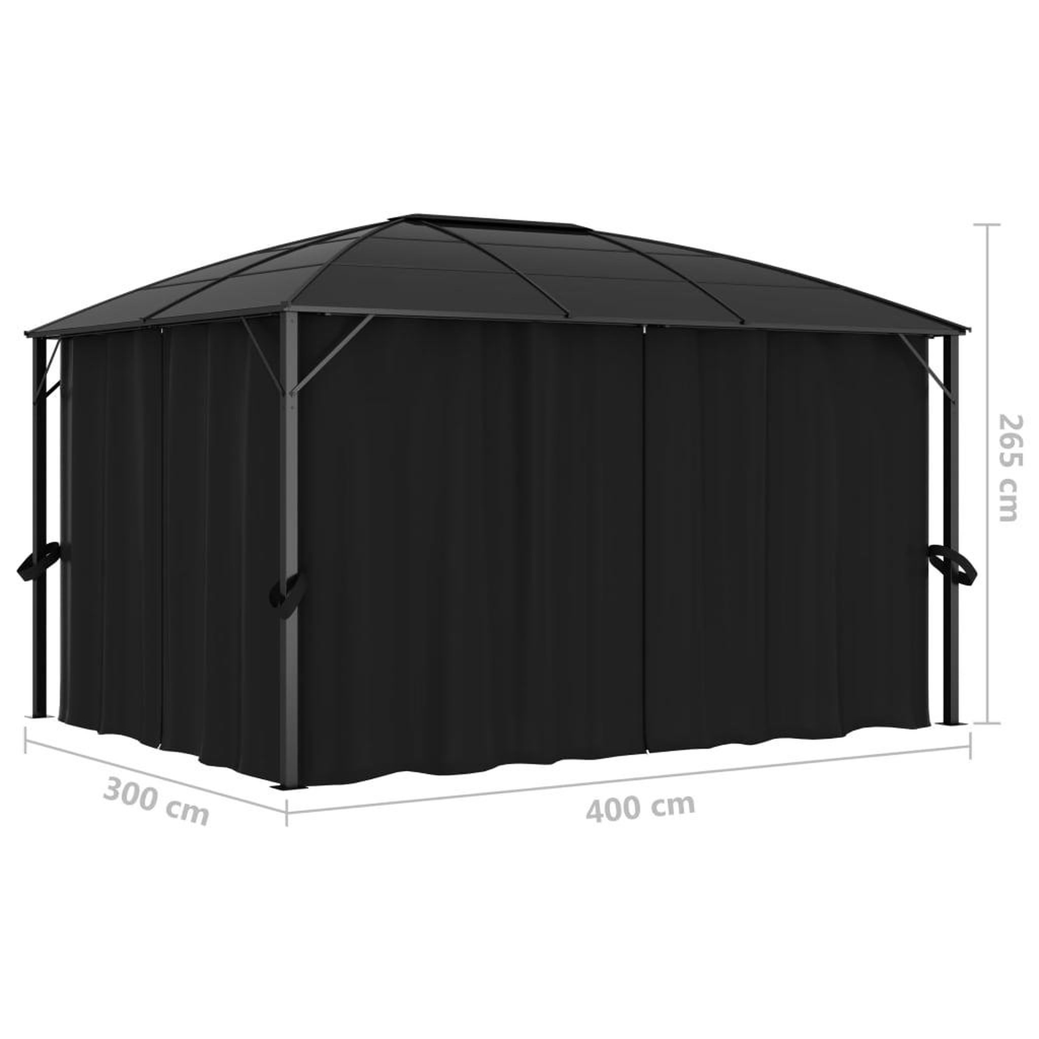Voir la diapositive 6 : VIDAXL Tonnelle avec rideaux 400x300x265 cm Anthracite