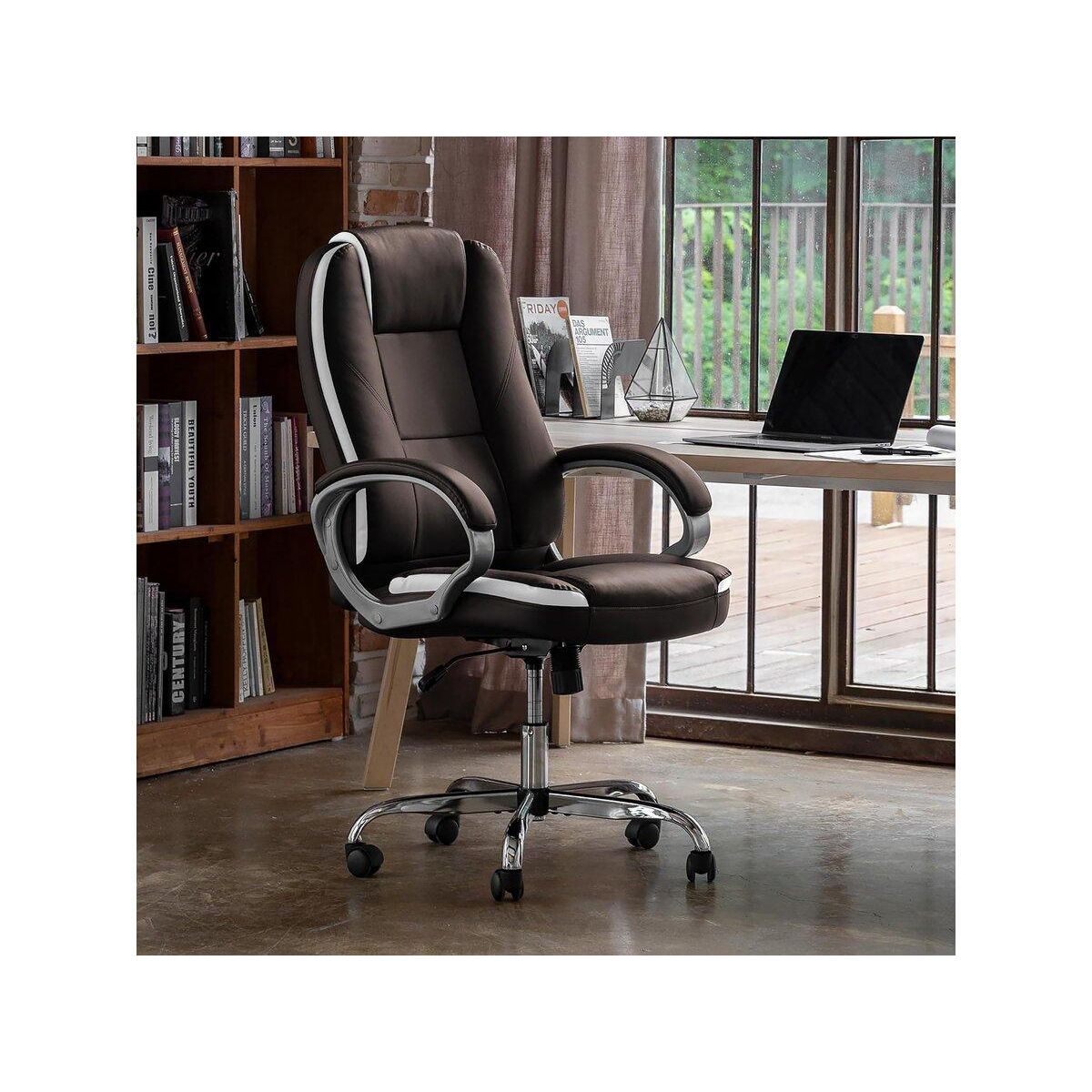 Habitat et Jardin Fauteuil de bureau en simili avec repose pieds  Maissa  - Marron