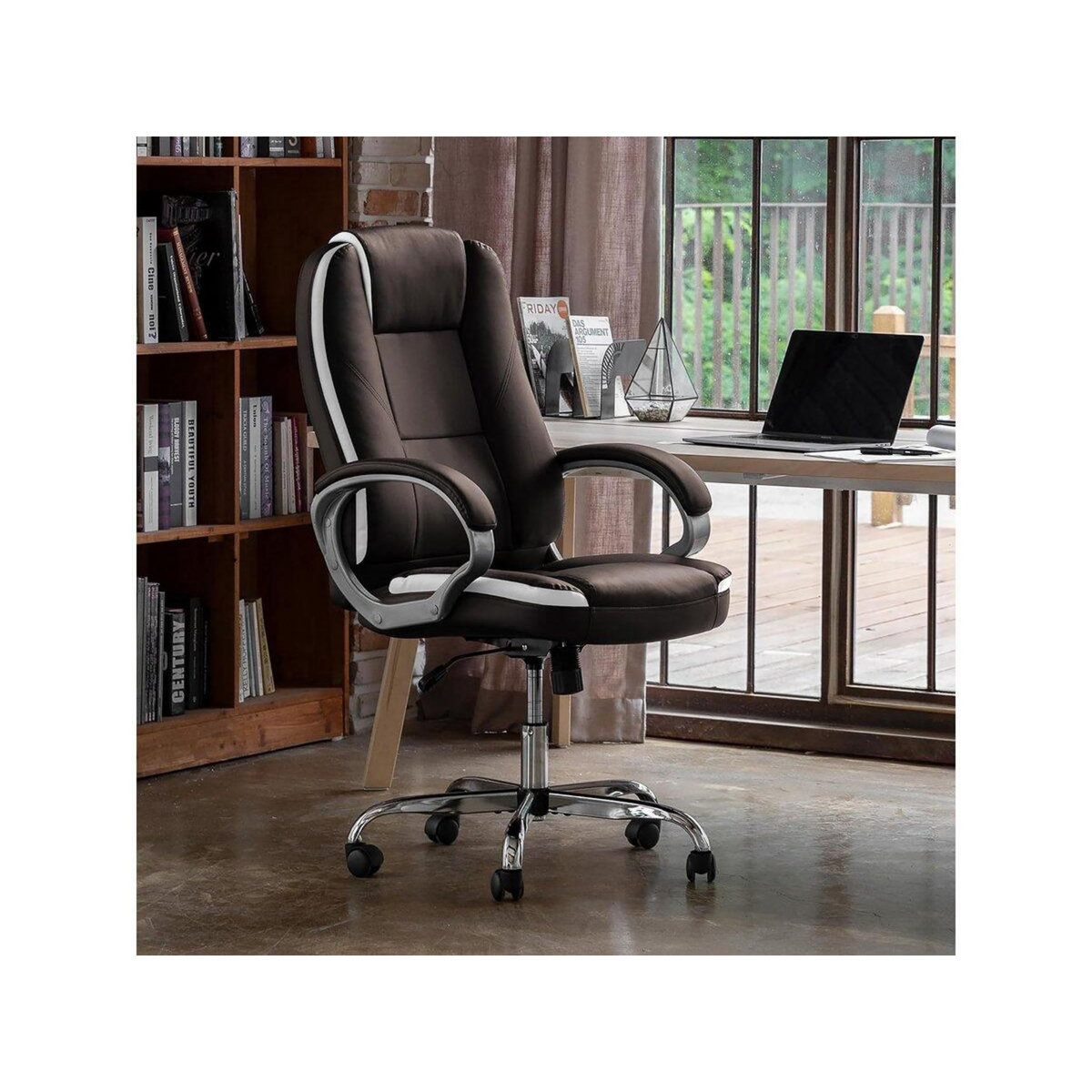 Habitat et Jardin Fauteuil de bureau en simili avec repose pieds  Maissa  - Marron