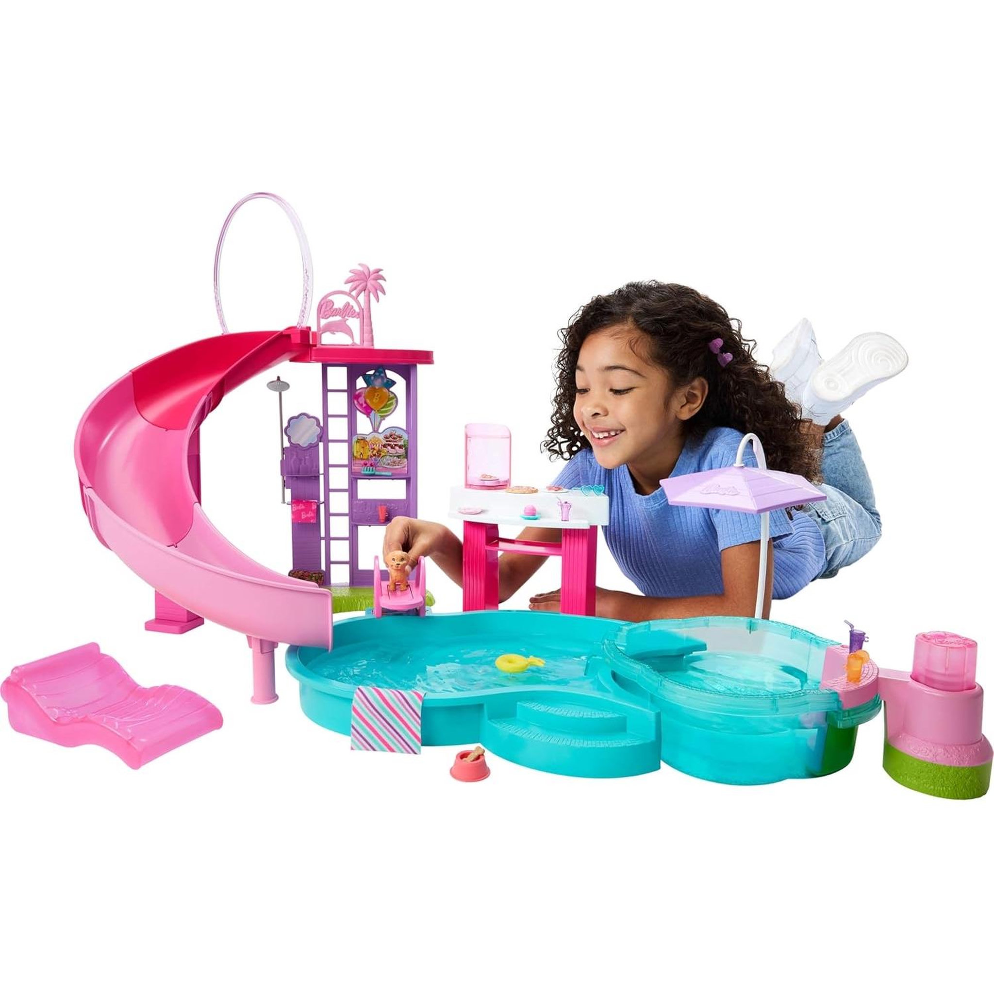 Voir la diapositive 2 : MATTEL Barbie - Coffret piscine de rêve avec 6 espaces de jeu