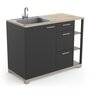 Voir la diapositive 4 : Meuble de cuisine bas 1 porte 3  tiroirs 3 niches style industriel L120cm MARKET