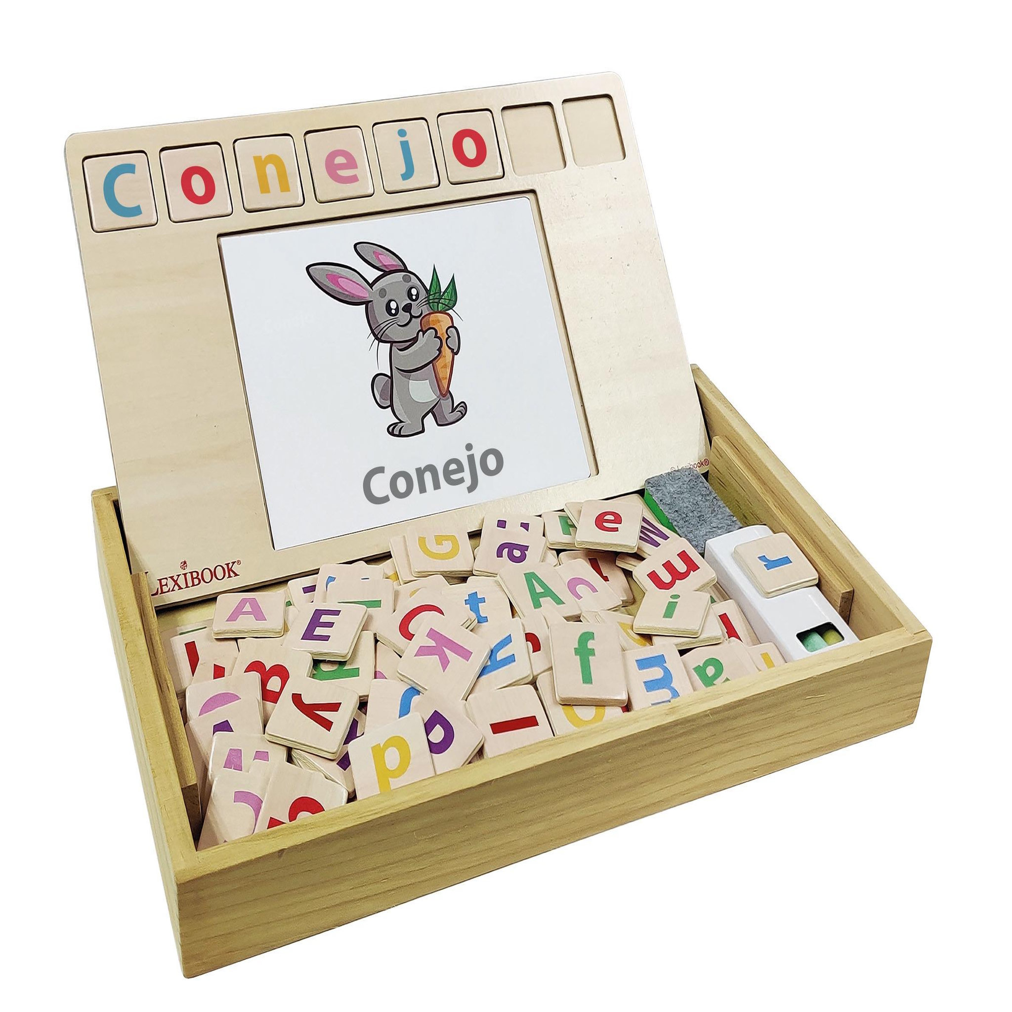 Voir la diapositive 2 : Lexibook Bio Toys L'Ecole des Mots bilingue Anglais-Espagnol - Jeu en Bois