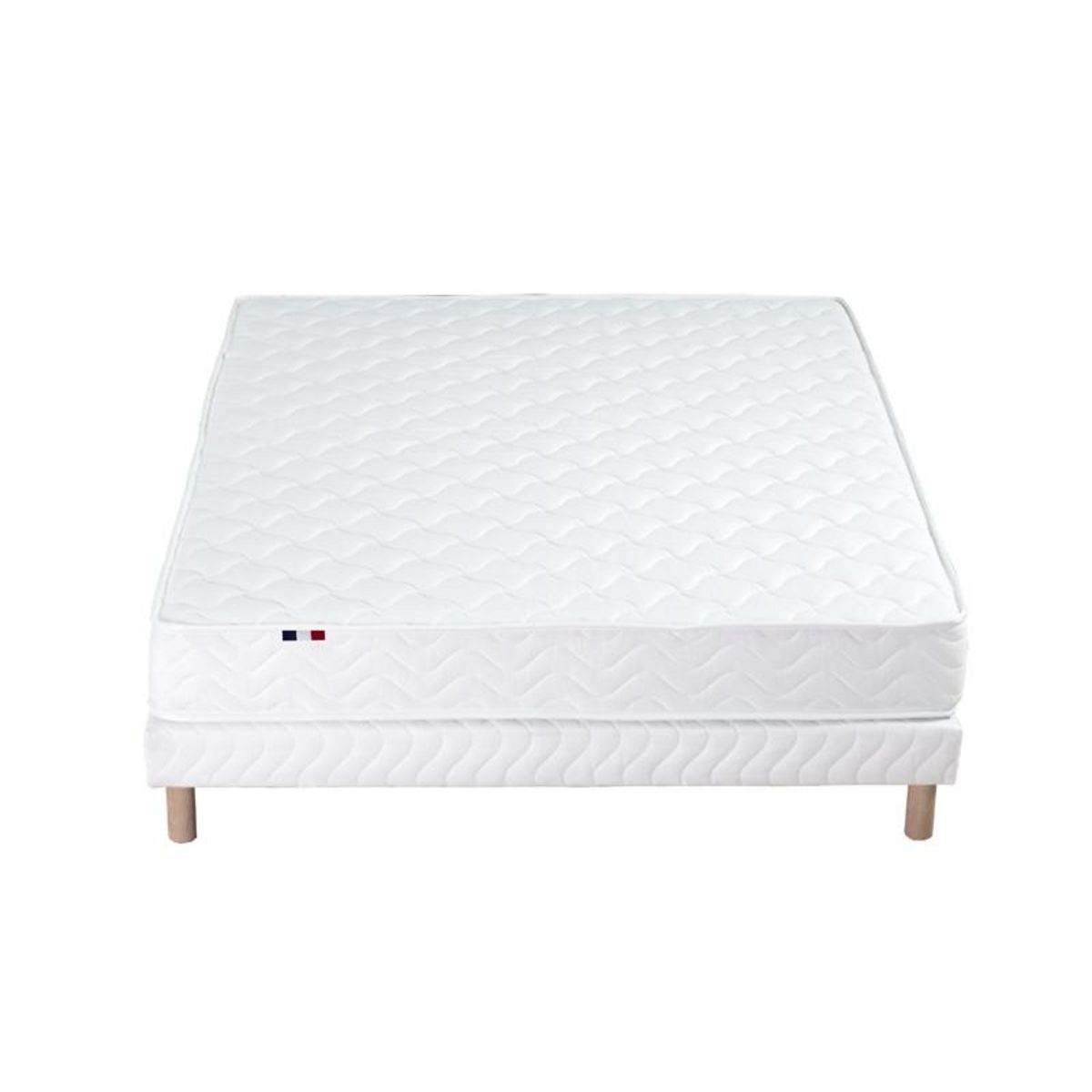 Ensemble Matelas Mousse Accueil Latex 3 Zones + Sommier 140x190 cm Blanc TOULON