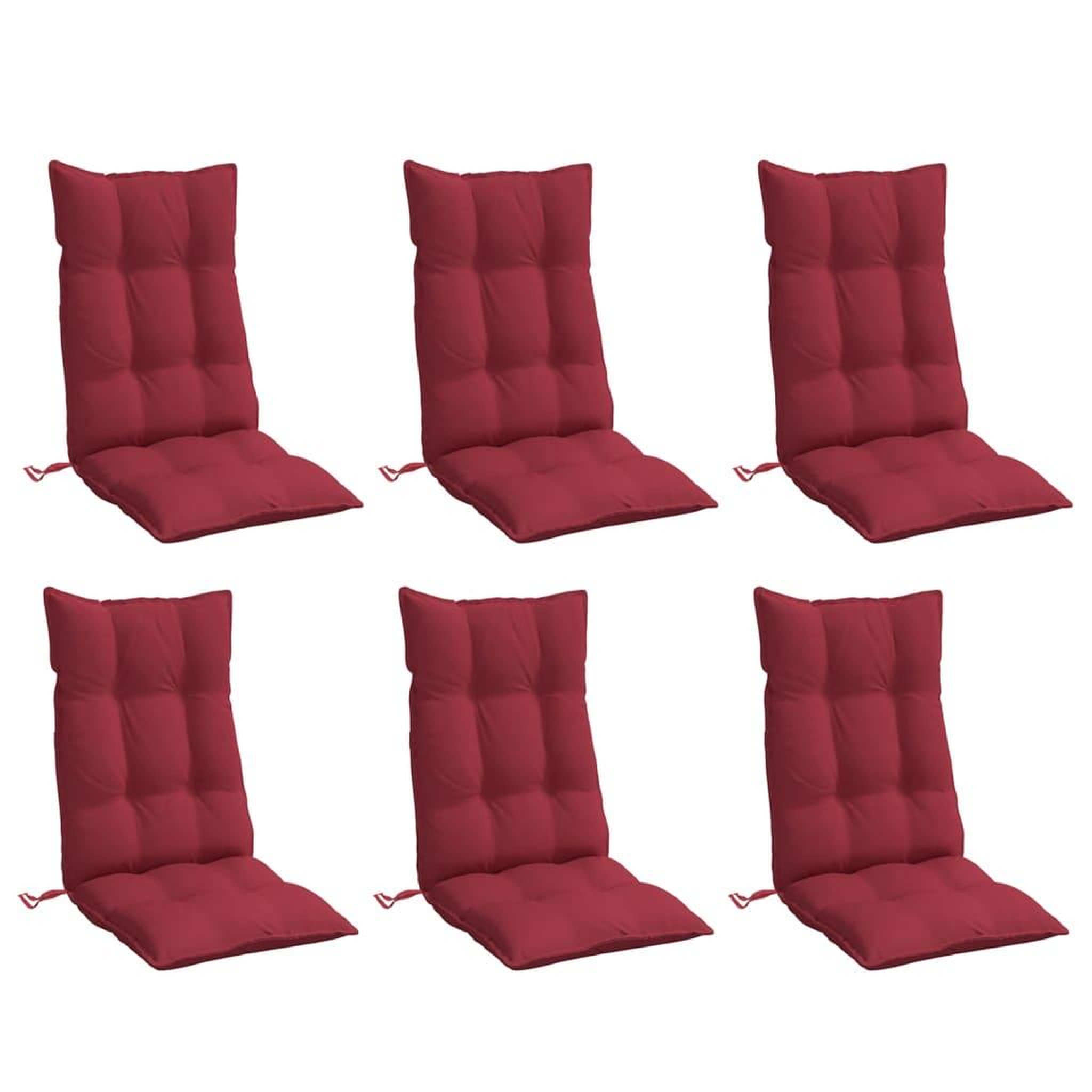 Voir la diapositive 3 : VIDAXL Coussins de chaise a dossier haut lot de 6 rouge bordeaux
